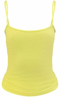 Lime Snatched Rib Strappy Longline Top