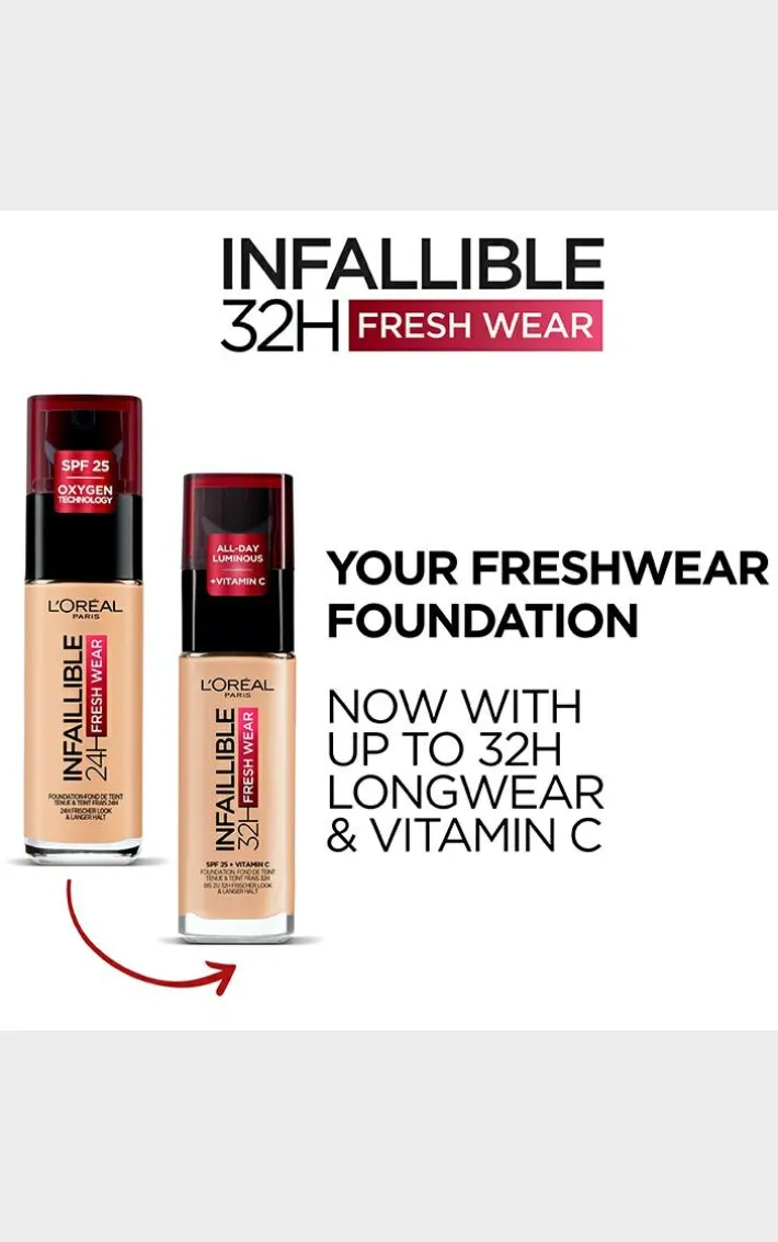 L'Oreal Paris Infallible 32H Fresh Wear Foundation 145 Rose Beige Vitamin C SPF 25