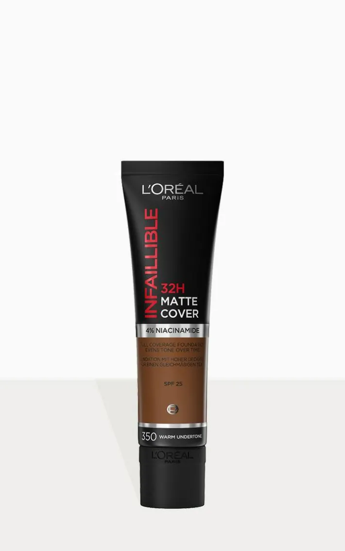 L'Oreal Paris Infallible 32H Matte Cover Liquid Foundation with 4% NiacinamideSPF 25, 30ml Shade 350