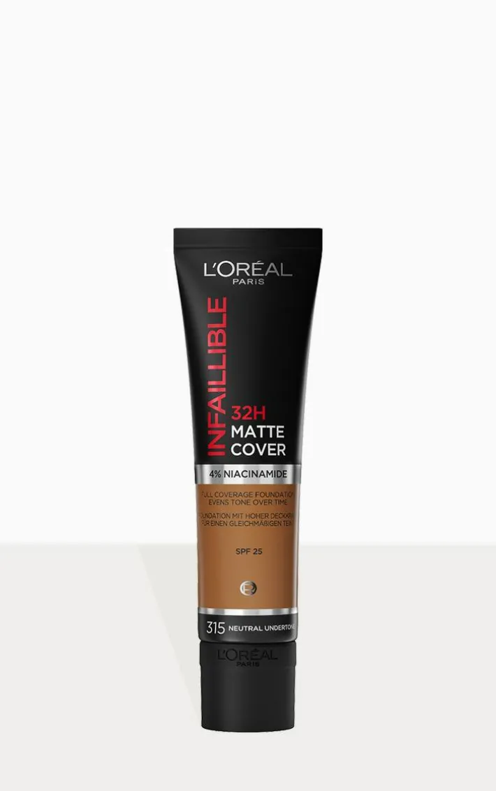 L'Oreal Paris Infallible 32H Matte Cover Liquid Foundation with 4% NiacinamideSPF 25 30ml Shade 315
