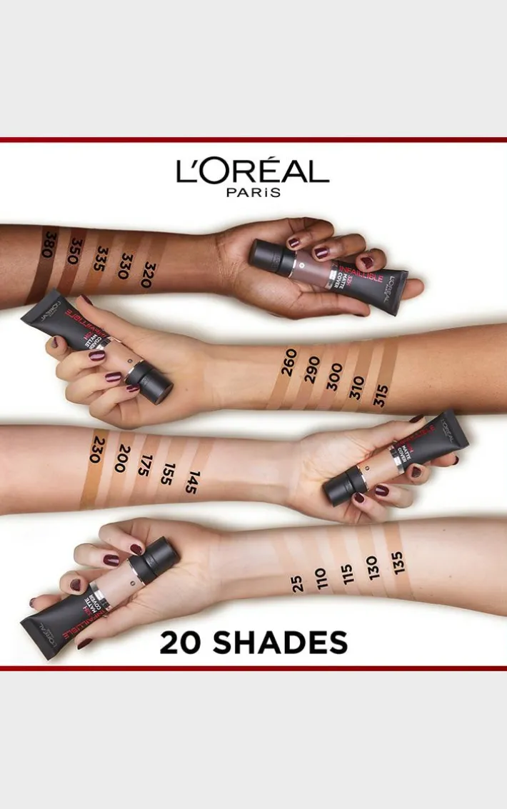 L'Oreal Paris Infallible 32H Matte Cover Liquid Foundation with 4% NiacinamideSPF 25 30ml Shade 315