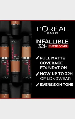 L'Oreal Paris Infallible 32H Matte Cover Liquid Foundation with 4% Niacinamide SPF 25 30ml Shade 310