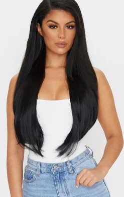 LullaBellz 22" 5 Piece Straight Clip In Hair Extensions Natural Black