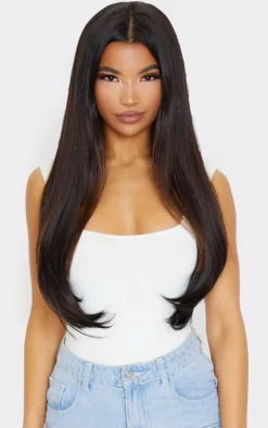 LullaBellz 22" 5 Piece Straight Clip In Hair Extensions Dark Brown