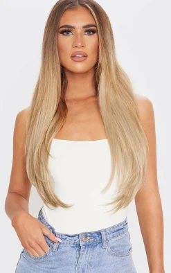LullaBellz 22" 5 Piece Straight Clip In Hair Extensions Light Blonde