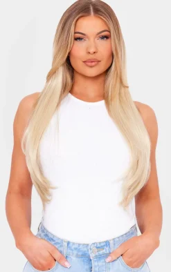 Lullabellz 22" 5 Piece Super Thick Rooted Straight Clip In Hair Extensions Light Blonde