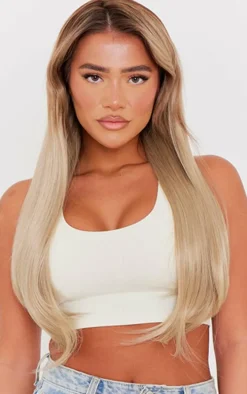 Lullabellz 22" 5 Piece Super Thick Rooted Straight Clip In Hair Extensions California Blonde