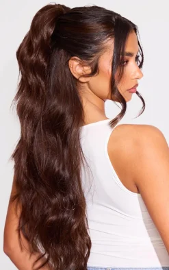 Lullabellz Brushed Out Wave 16” Claw Clip Pony In Dark Brown