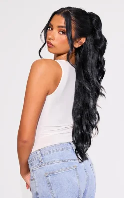 Lullabellz Brushed Out Wave 16” Claw Clip Pony In Jet Black