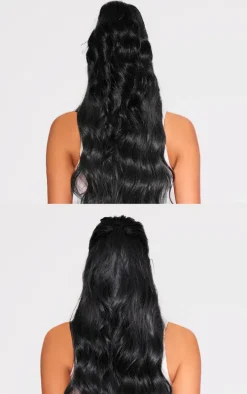 Lullabellz Brushed Out Wave 16” Claw Clip Pony In Jet Black