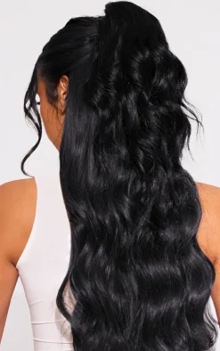Lullabellz Brushed Out Wave 16” Claw Clip Pony In Natural Black