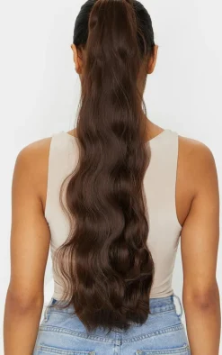 LullaBellz Grande Hollywood Wave 26" Wraparound Pony Chocolate Brown