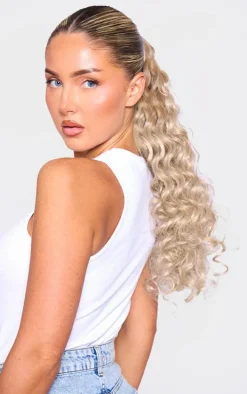 Lullabellz Midi Grande Curly Corkscrew 20" Wraparound Pony Rooted California Blonde