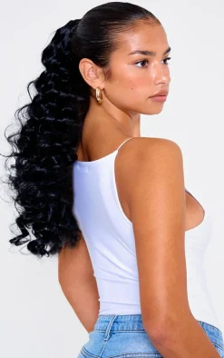 Lullabellz Midi Grande Curly Corkscrew 20" Wraparound Pony Natural Black