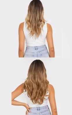 LullaBellz Super Thick 16" 5 Piece Blow Dry Wavy Clip In Hair Extensions Mellow Brown