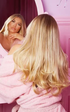 LullaBellz Super Thick 22"5 Piece Blow Dry Wavy Clip In Hair Extensions Golden Blonde