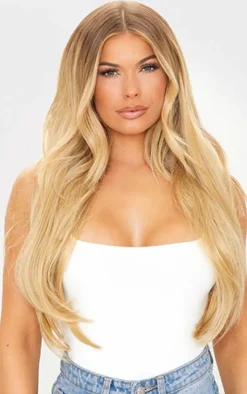 LullaBellz Super Thick 22'5 Piece Straight Clip In Hair Extensions Golden Blonde