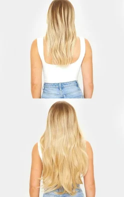 LullaBellz Super Thick 22'5 Piece Straight Clip In Hair Extensions Golden Blonde