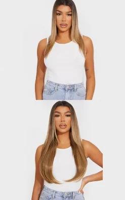 LullaBellz Super Thick 22'5 Piece Straight Clip In Hair Extensions Mellow Brown