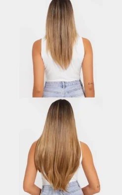 LullaBellz Super Thick 22'5 Piece Straight Clip In Hair Extensions Mellow Brown