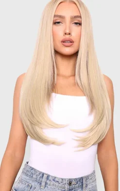 LullaBellz Super Thick 22'5 Piece Straight Clip In Hair Extensions Light Golden Blonde