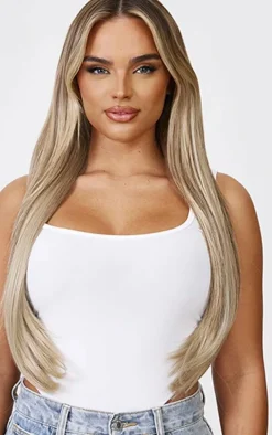 Lullabellz Thick 24` 1 Piece Straight Clip In Hair Extensions Light Blonde