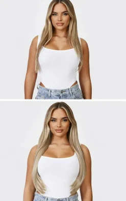 Lullabellz Thick 24` 1 Piece Straight Clip In Hair Extensions Light Blonde