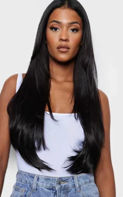 Lullabellz Thick 24` 1 Piece Straight Clip In Hair Extensions Raven