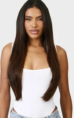 Lullabellz Thick 24` 1 Piece Straight Clip In Hair Extensions Chocolate Brown