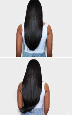 Lullabellz Thick 24` 1 Piece Straight Clip In Hair Extensions Natural Black