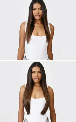 Lullabellz Thick 24` 1 Piece Straight Clip In Hair Extensions Warm Brunette