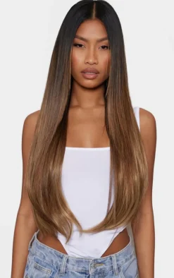 Lullabellz Thick 24` 1 Piece Straight Clip In Hair Extensions Mellow Brown