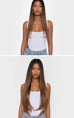 Lullabellz Thick 24` 1 Piece Straight Clip In Hair Extensions Mellow Brown