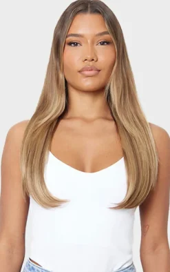 Lullabellz Thick 18" 1 Piece Straight Clip In Hair Extensions Mellow Brown