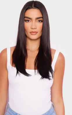 Lullabellz Thick 18" 1 Piece Straight Clip In Hair Extensions Natural Black