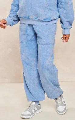 Maternity Acid Blue Wash Oversized Seam Detail Sweatpants