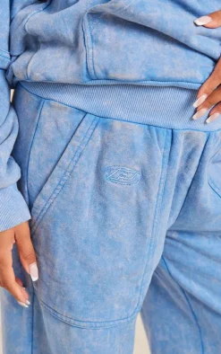 Maternity Acid Blue Wash Oversized Seam Detail Sweatpants