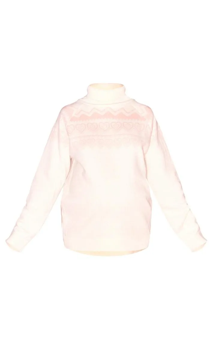 Maternity Baby Pink Fairsile Oversized Christmas Sweater