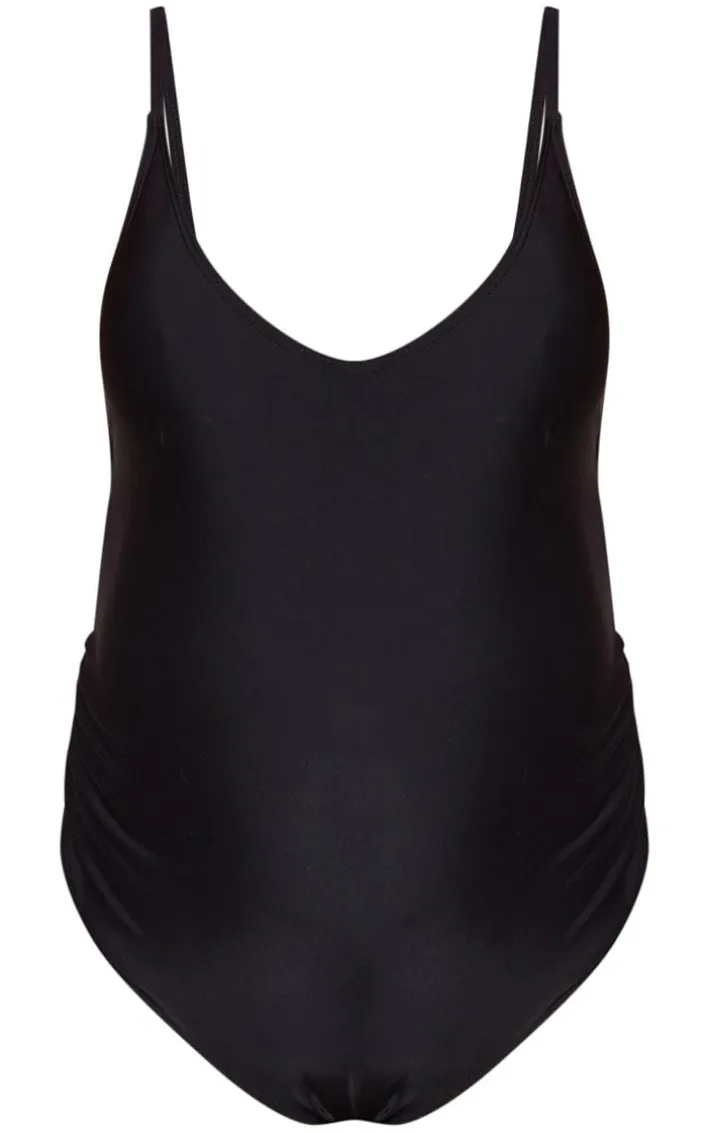 Maternity Black Basic Low Scoop Swimsuit