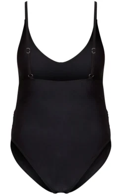 Maternity Black Basic Low Scoop Swimsuit