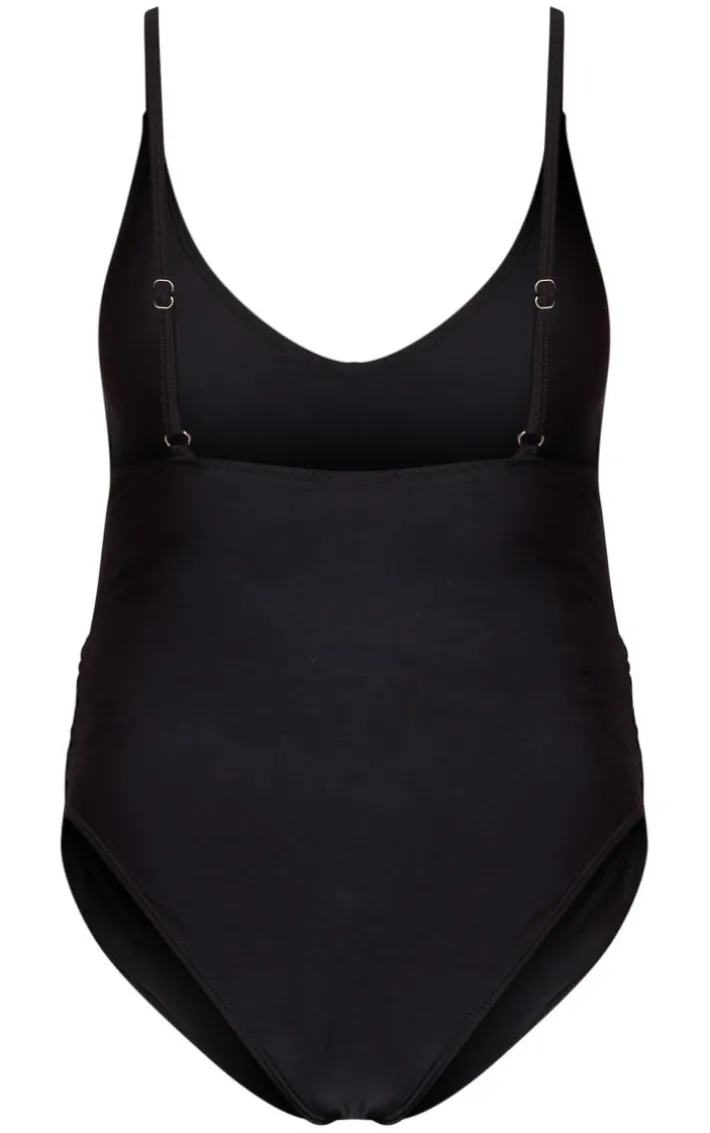 Maternity Black Basic Low Scoop Swimsuit