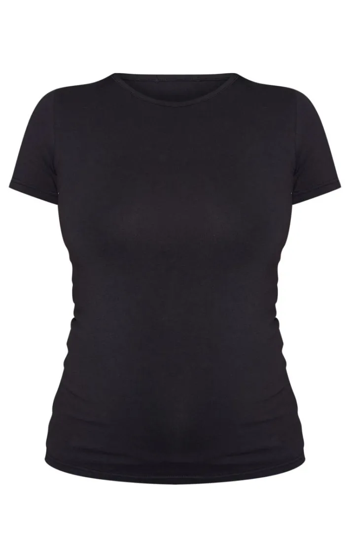 Maternity Black Basic Short Sleeve Crew Neck Fitted T Shirt