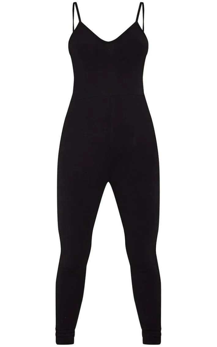 Maternity Black Basic Strappy Plunge Jumpsuit