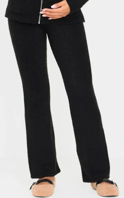 Maternity Black Boucle Knit Straight Leg Pants