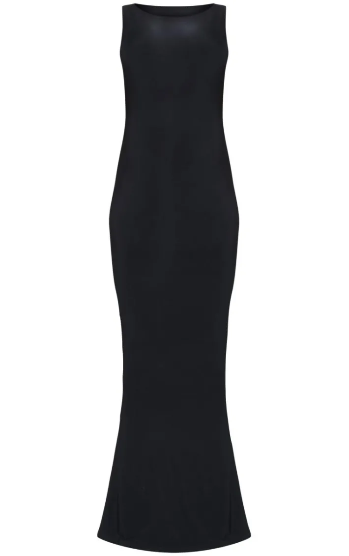 Maternity Black Bow Detail Open Back Maxi Dress