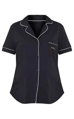 Maternity Black Button Mama Pj Top