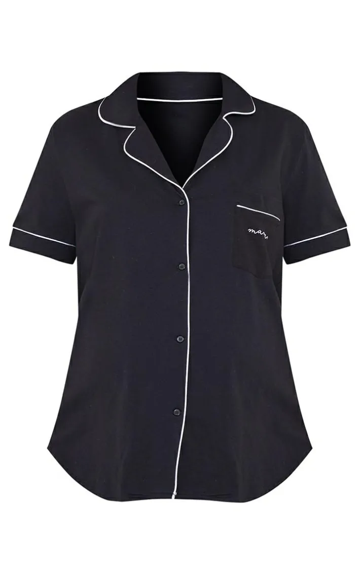 Maternity Black Button Mama Pj Top