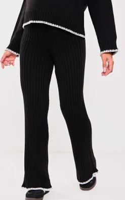 Maternity Black Contrast Trim Knit Flares