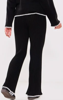 Maternity Black Contrast Trim Knit Flares