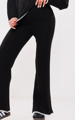 Maternity Black Contrast Trim Knit Flares